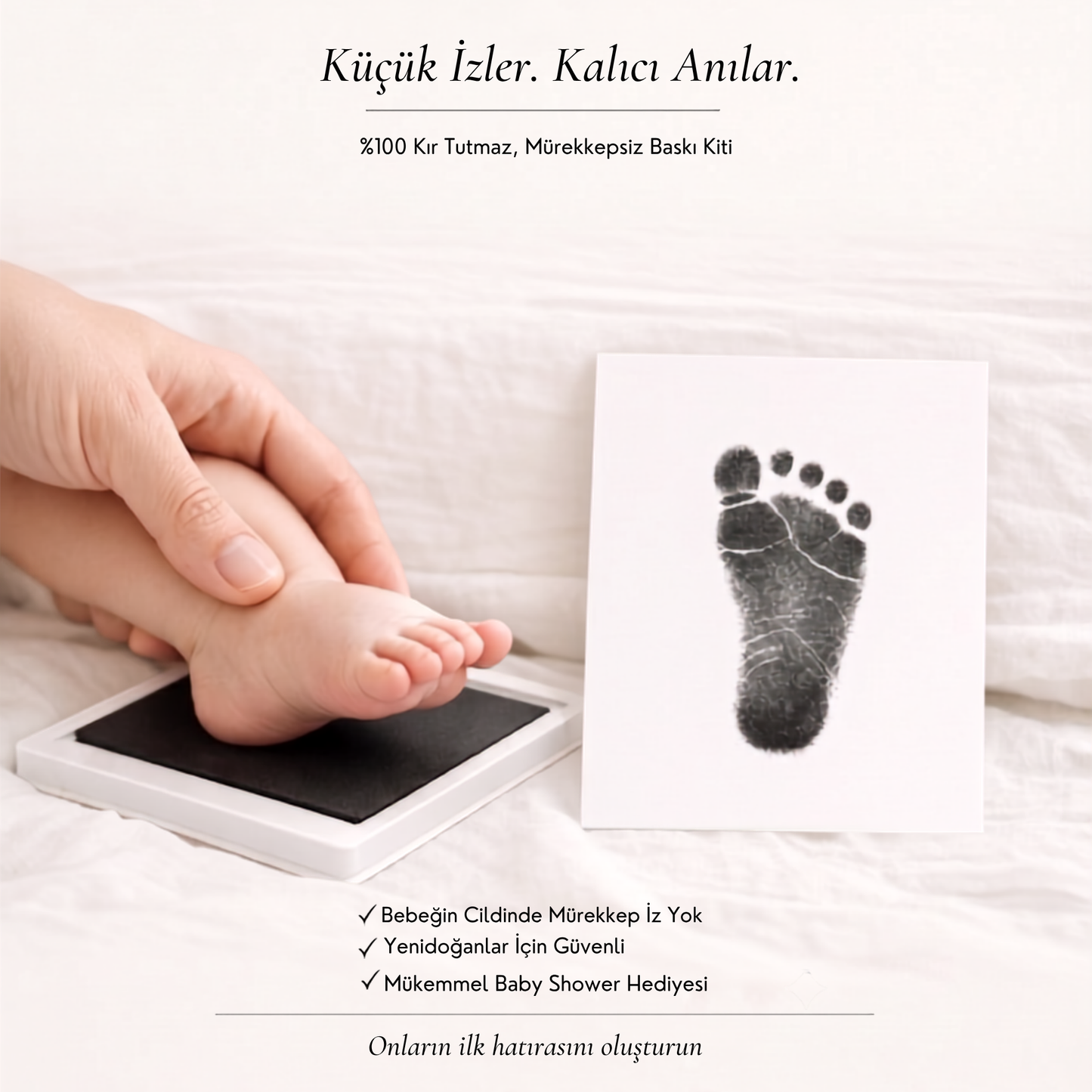 Leke Bırakmayan Mürekkepsiz Bebek El & Ayak İzi Kiti